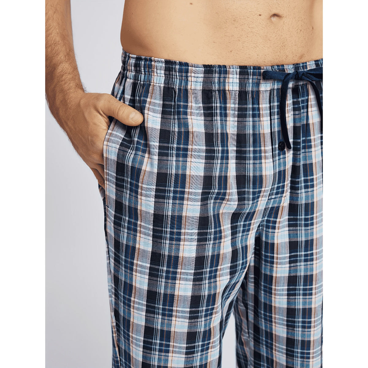 Men's Plaid Elastic Waist Straight Leg Lounge Pajama Pants