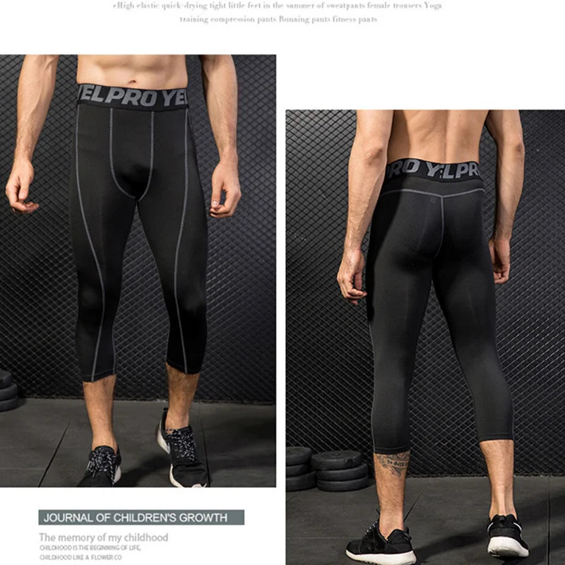 Men's Cropped Training Leggings for Gym and Running