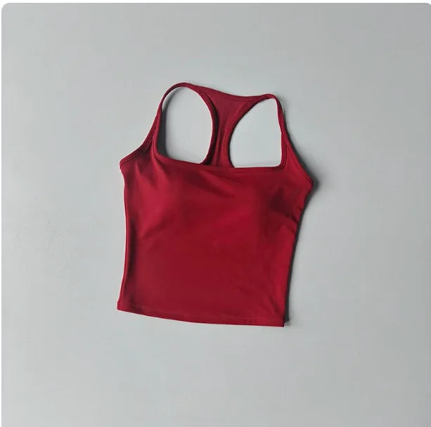Women's Wide Strap Longline Sports Tank Top For Workout Outfits