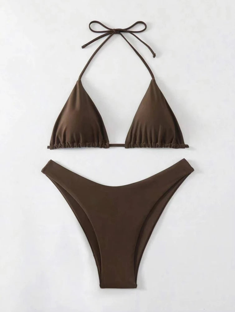 Solid Halter Tie Bikini