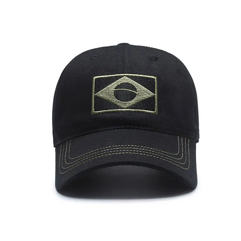 Flag Motif Baseball Cap with Curved Brim Design