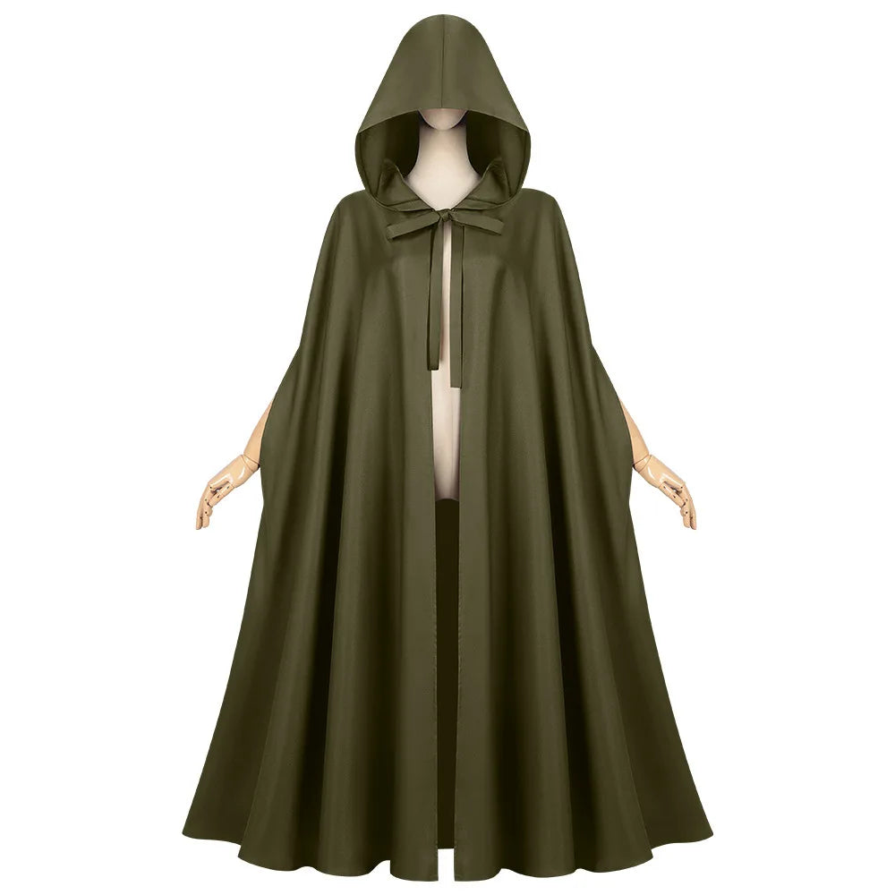 Long Hooded Tie Front Cape for Layering over Outfits