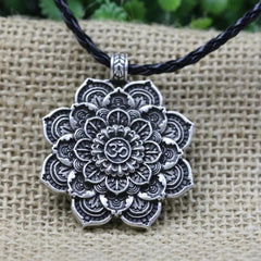 Om Lotus Flower Pendant Necklace Religious Mandala Meditation Neckalce Yoga Spiritual Indian Buddhist  Jewelry For Men