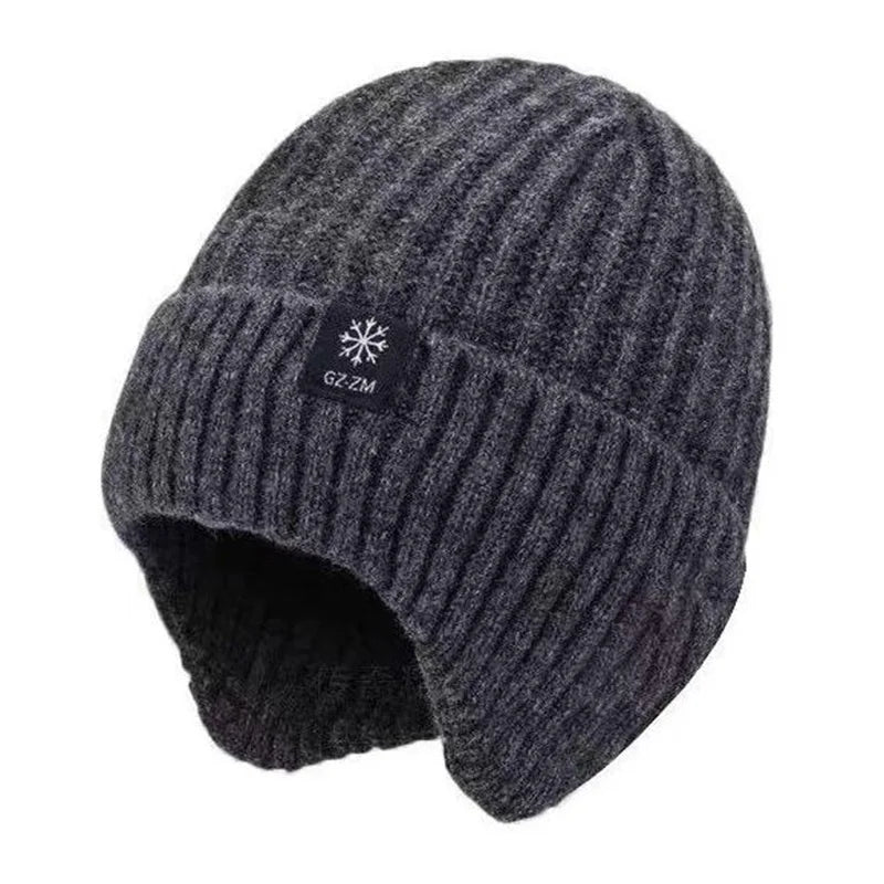 Ribbed Knit Ear Flap Beanie with Neck Cover Styling