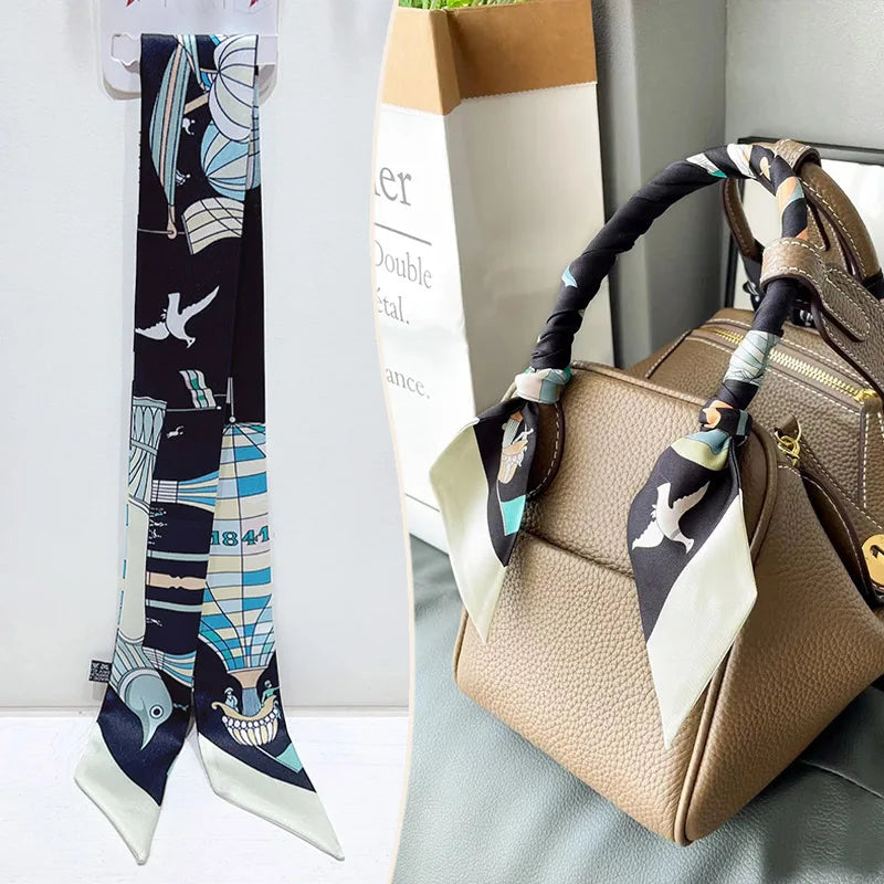 Printed Skinny Scarf for Neck and Bag Handle Styling
