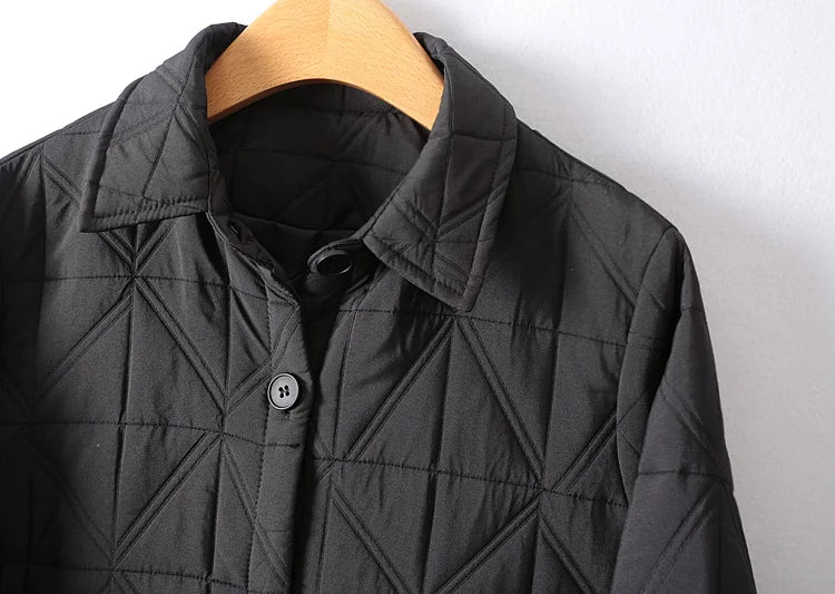 Casual Quilted Winter Coat For Women Single Breasted Irregular Mid Length A Line Long Sleeved Cotton Jackets Woman 4XL
