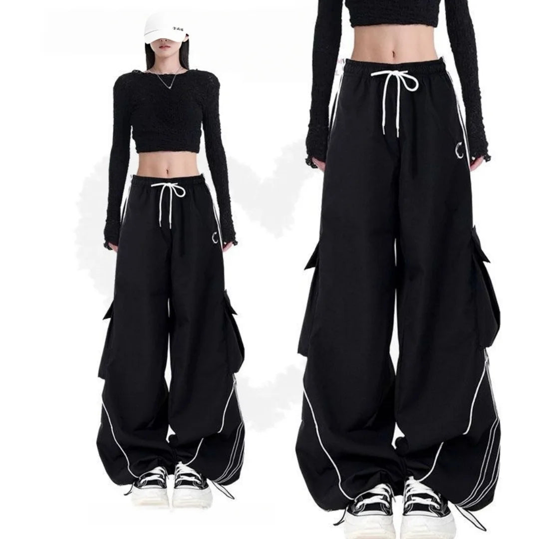 Full Length Wide Leg Casual Cargo Pants with Pockets