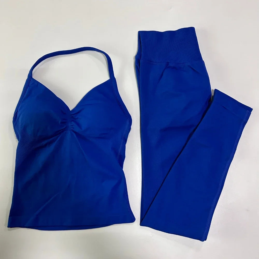 Women's Thin Strap Tank And Leggings Yoga Set