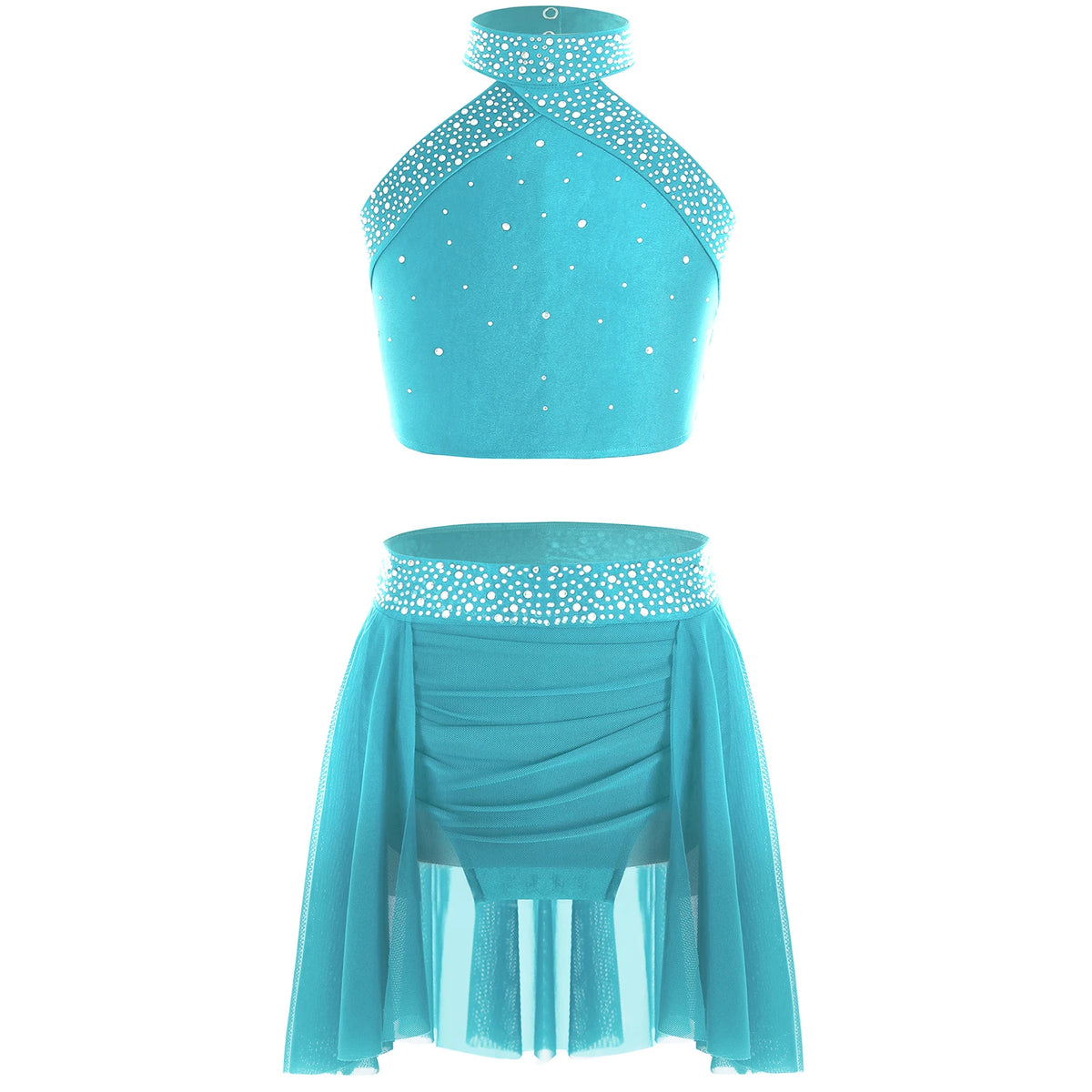 Girls' Lyrical Dance Costume Styles with Rhinestones and Skirted Outfit Options