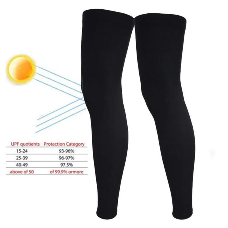 Men Ice Silk UV Sun Protection Leg Sleeves Lightweight Breathable Outdoor Cycling Running Sports Leggings