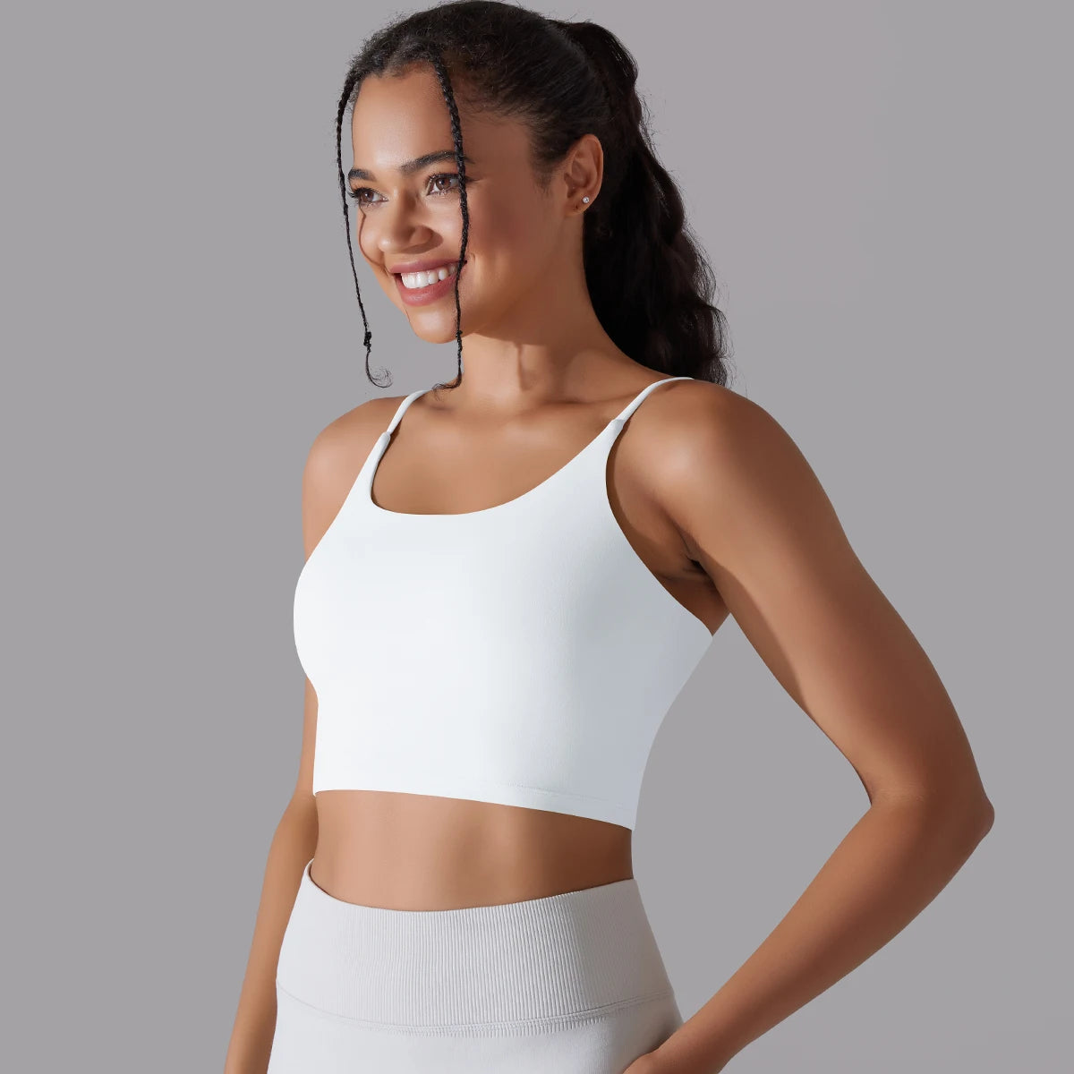 Women's Nylon Blend Sports Bra with Double Back Straps and Padding