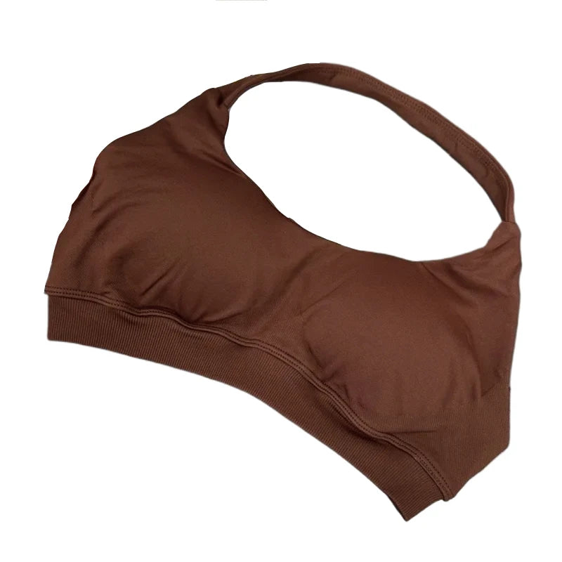 Women's Ruched Halter Neck Sports Bra