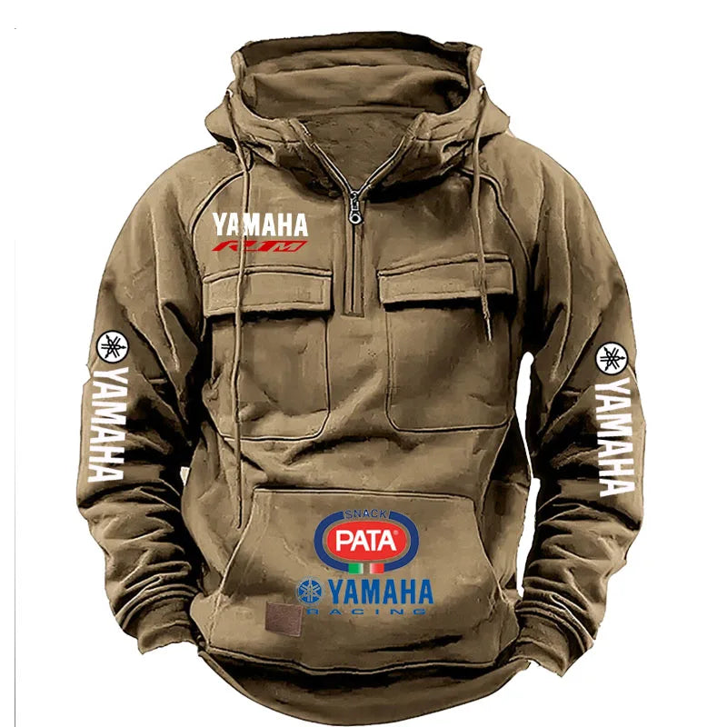 Men's Workwear-Inspired Moto-Graphic Zip-Front Hoodie