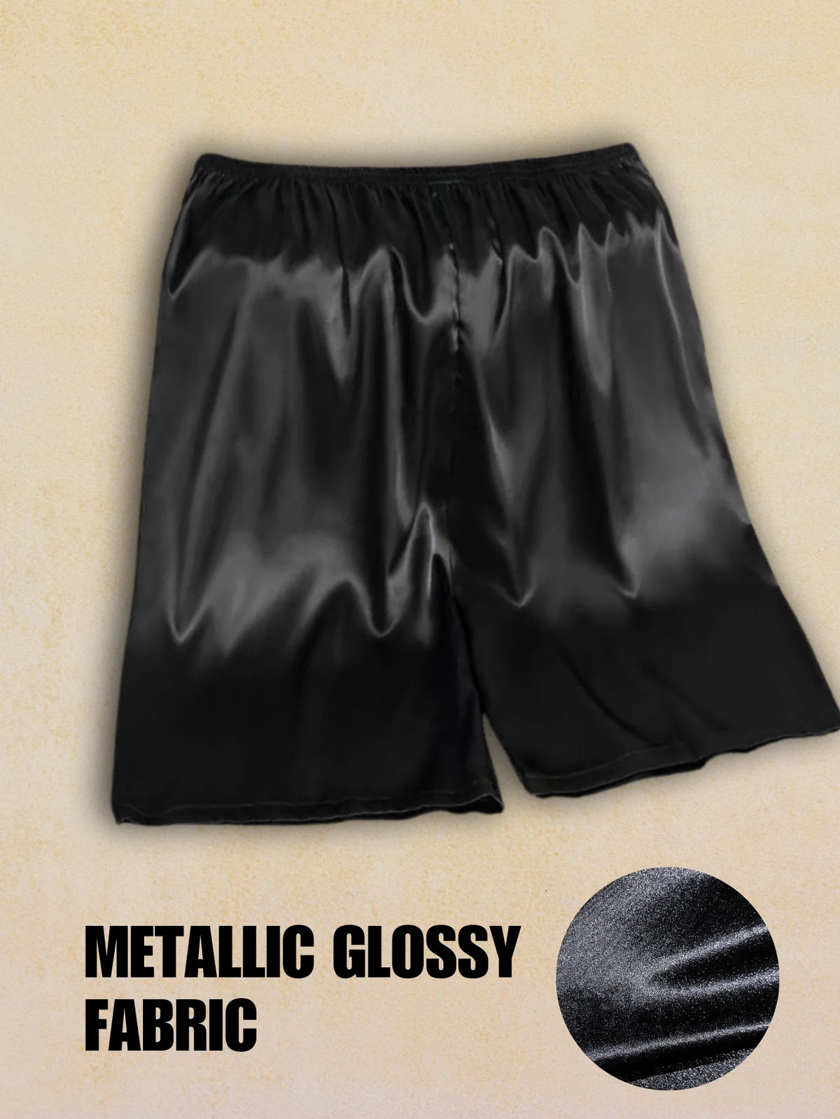 Men's Glossy Solid Elastic Waist Short Lounge Sleep Shorts