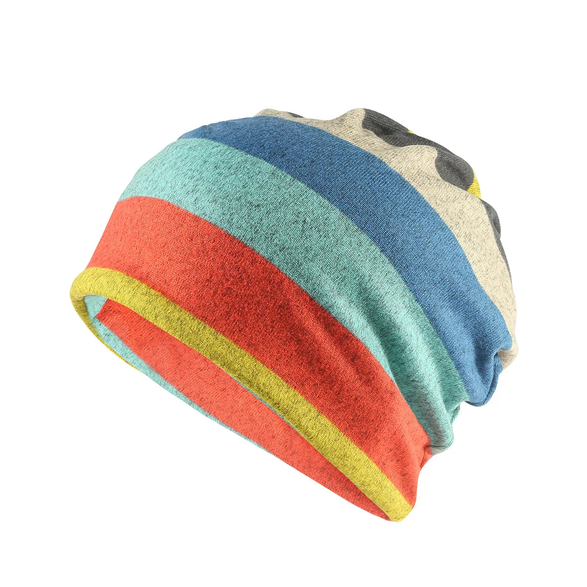 Printed Slouchy Beanie with Neck Gaiter Styling Options