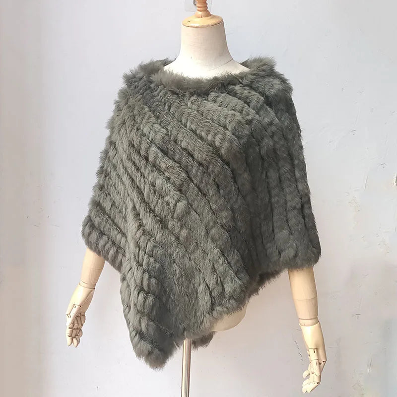 Textured Pointed Hem Poncho for Layering over Outfits