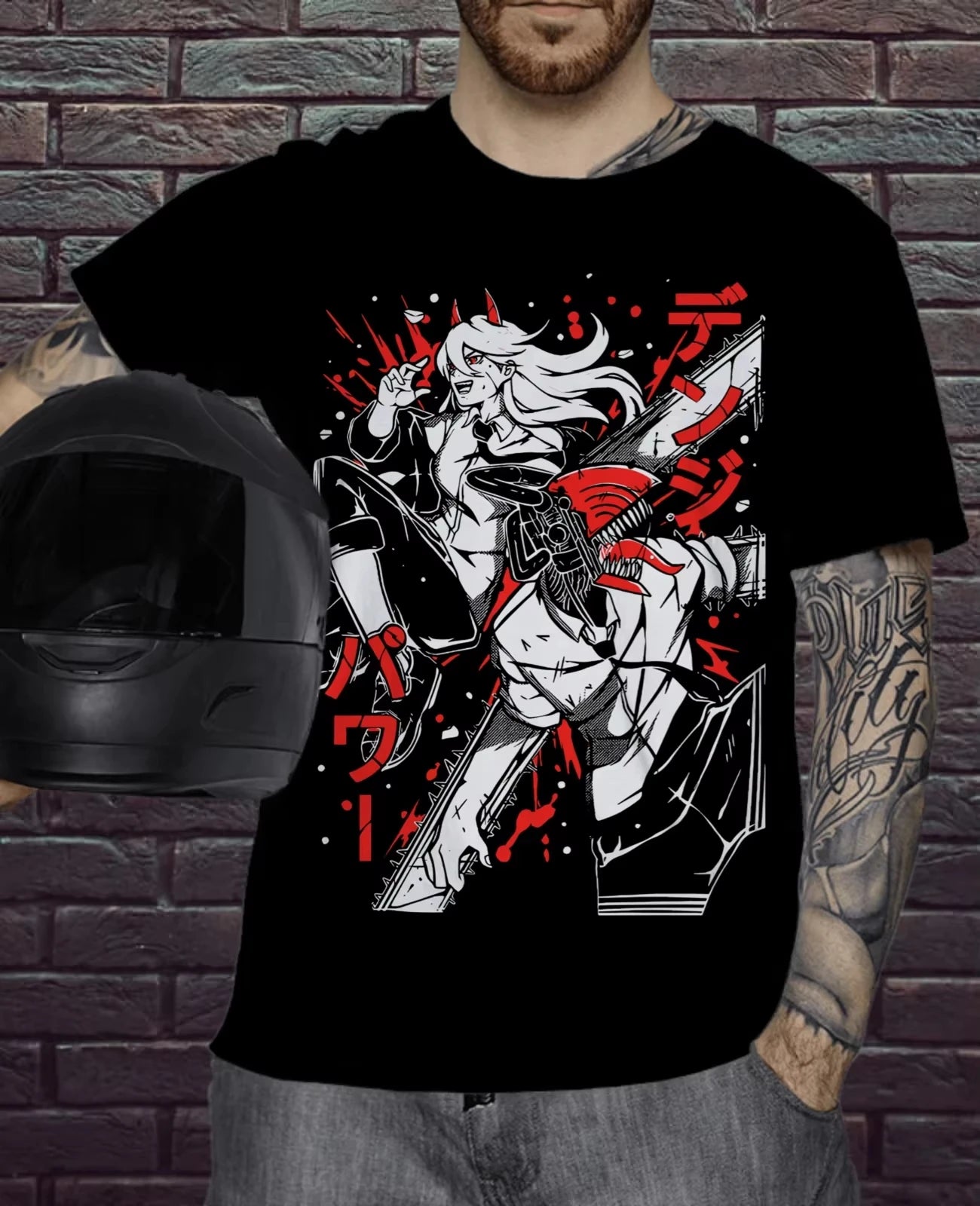 Summer Chainsaw Man Denji Black Cotton Streetwear T-Shirt