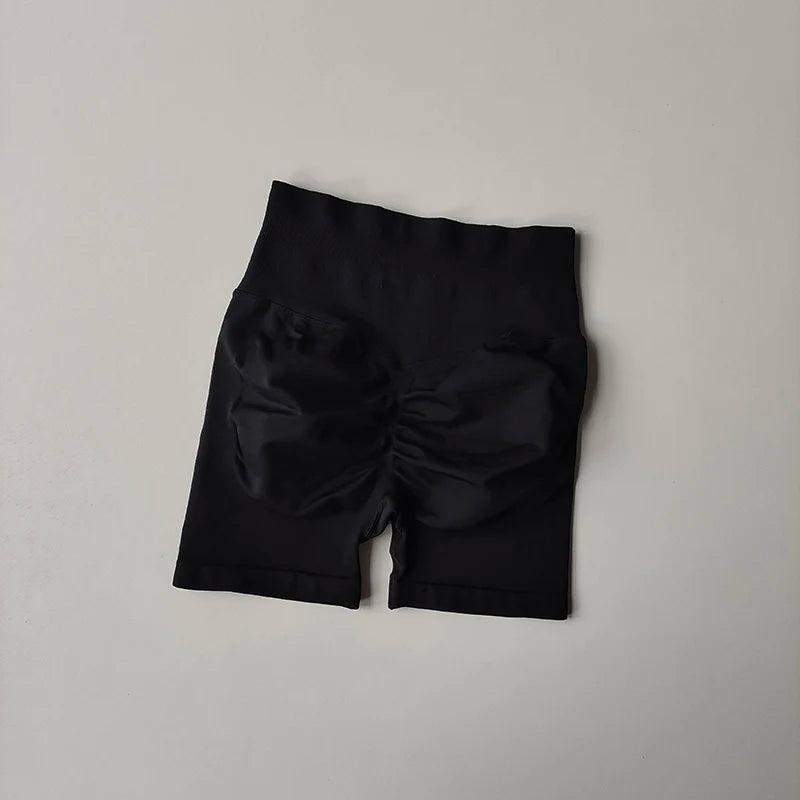 Women's High Waist Scrunch Back Polyester Shorts for Gym Workouts