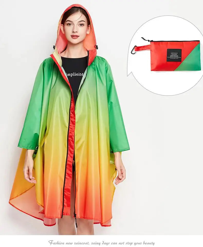Hooded Printed Poncho for Layering over Tops and Dresses