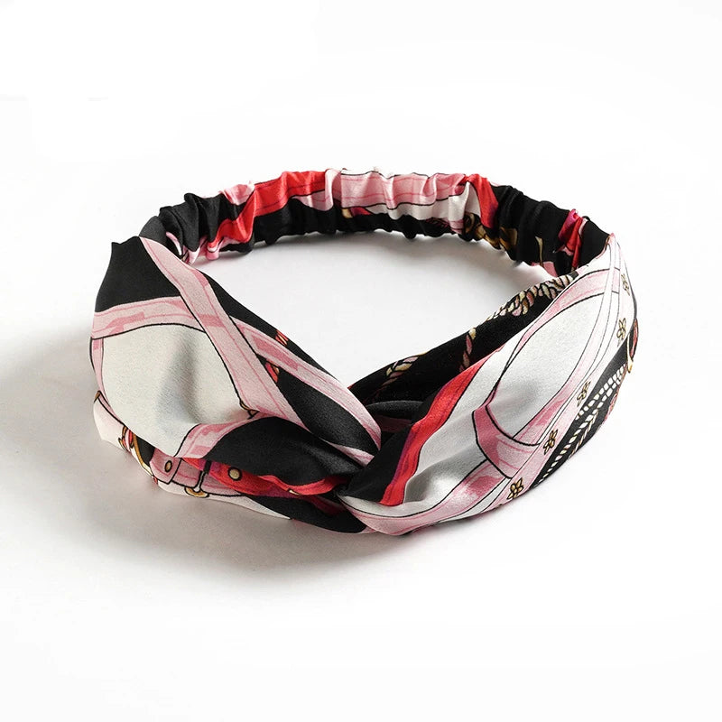 Floral Print Twist Front Elastic Headband for Everyday Hair Styling