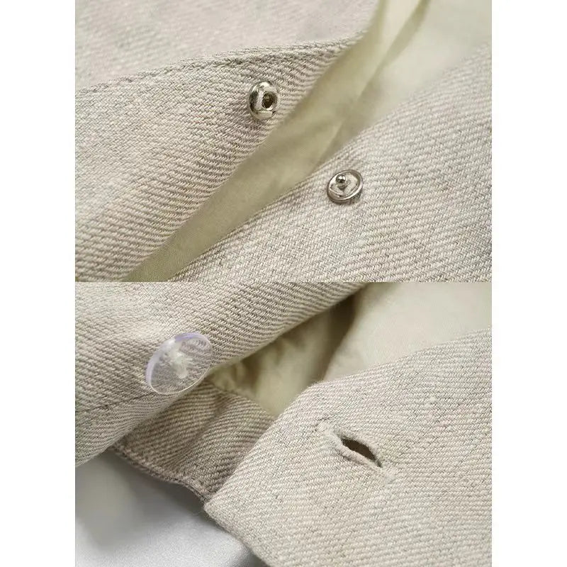 Women's Linen Sleeveless V-Neck Cropped Tank Top with Tie Detail for Summer