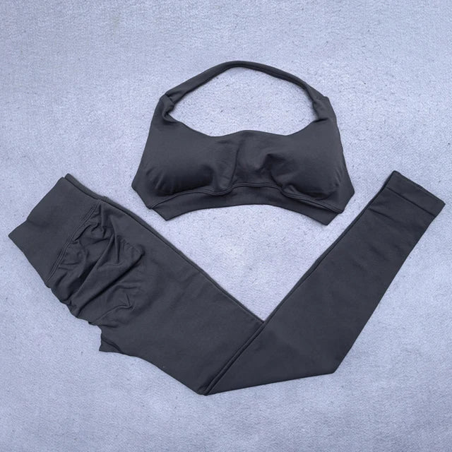 Women's Halter Bra And Leggings Yoga Set For Workout Outfits