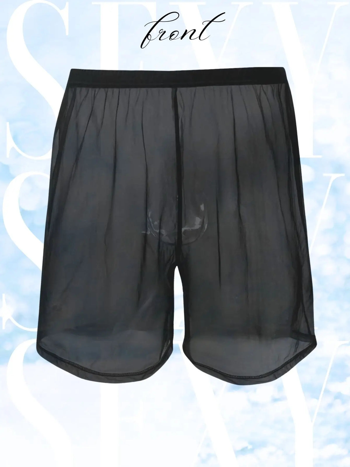 Men's Sheer Elastic Waist Straight Hem Short Lounge Sleep Shorts