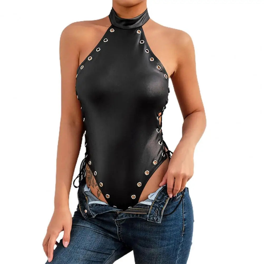 Side Lace-Up Halter One-Piece Swimsuit