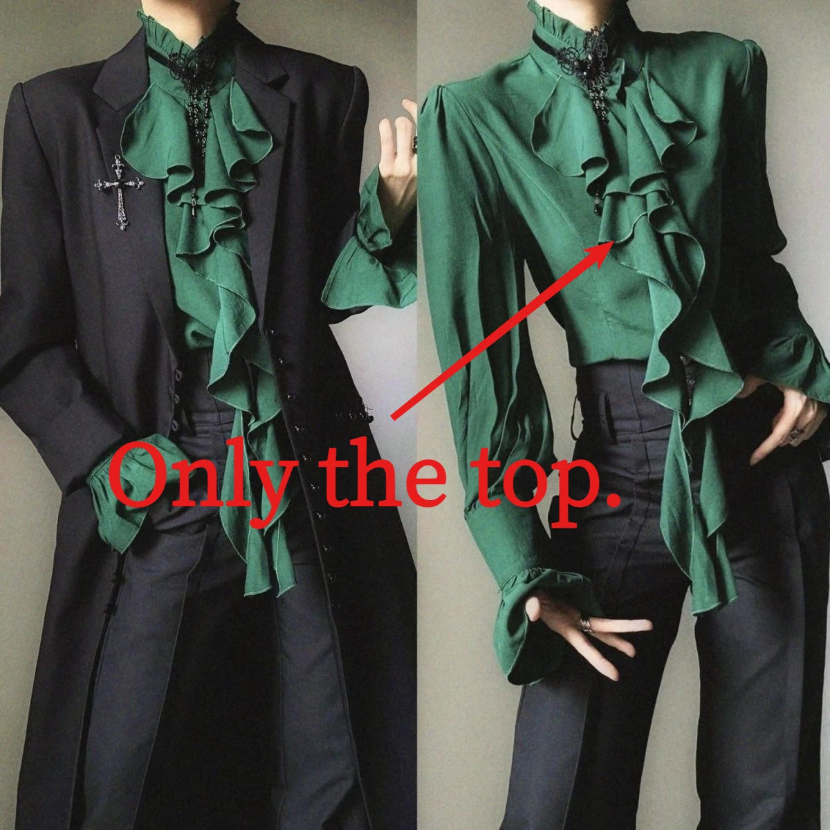 Women's Ruffled Stand Collar Long Sleeve Blouse