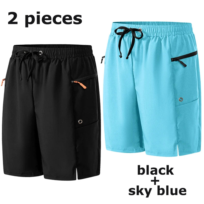 Men's Swim Shorts with Zipper Pockets and Mesh Liner for Beach and Pool Wear