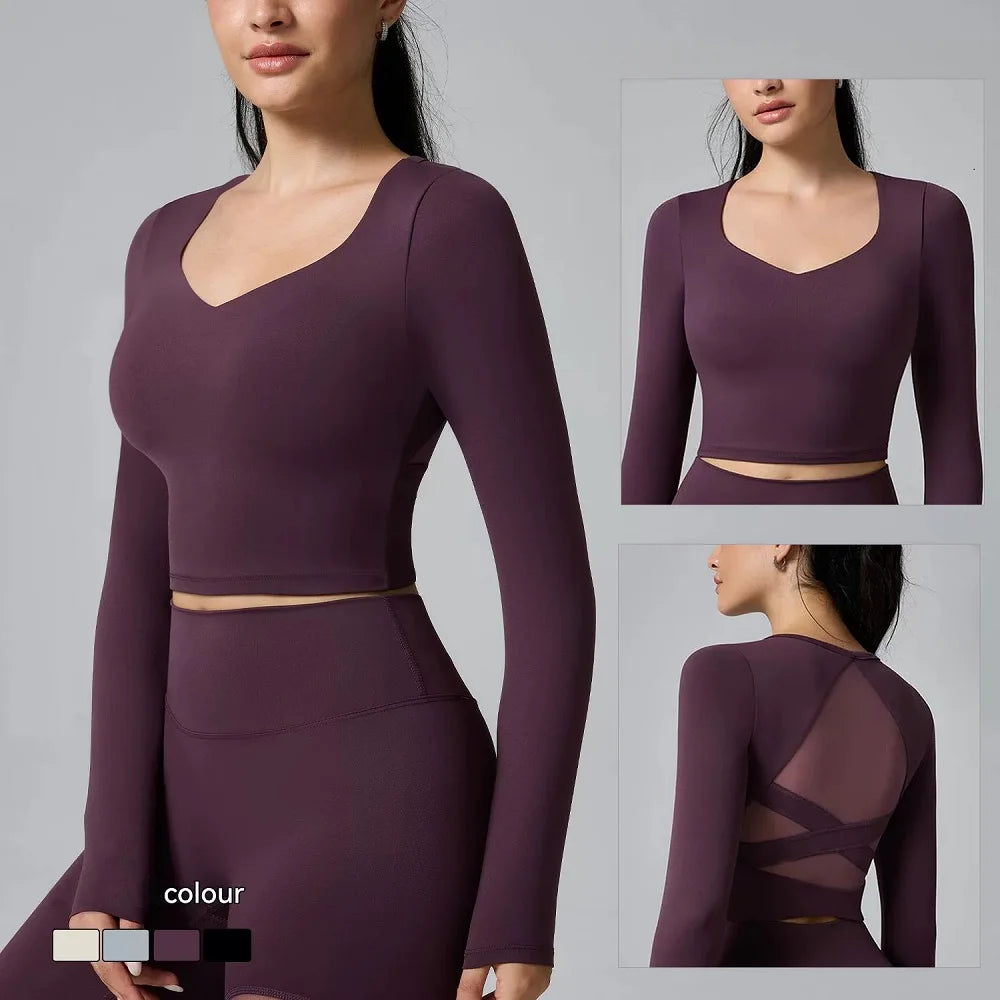 Women's Cross-Back Long-Sleeve Workout Top