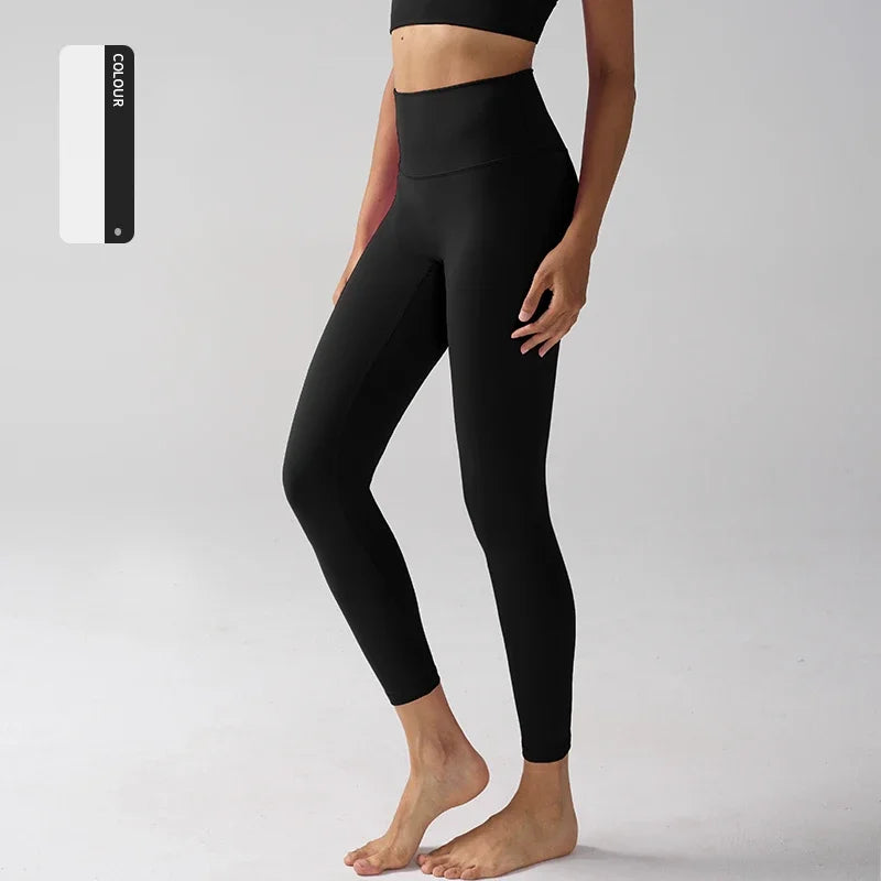 Women's High-Waist Nylon-Elastane Stretch Ankle-Length Yoga Leggings