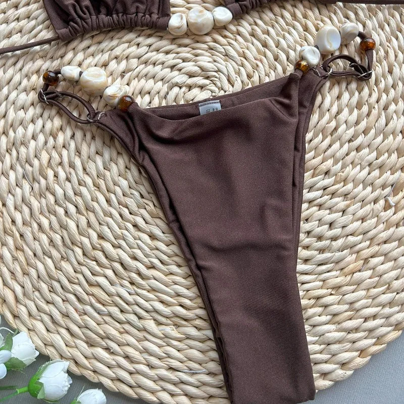Beaded Halter String Bikini