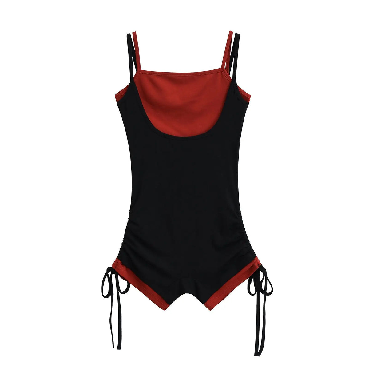 Women's Two Tone Polyester Workout Romper with Side Tie Details