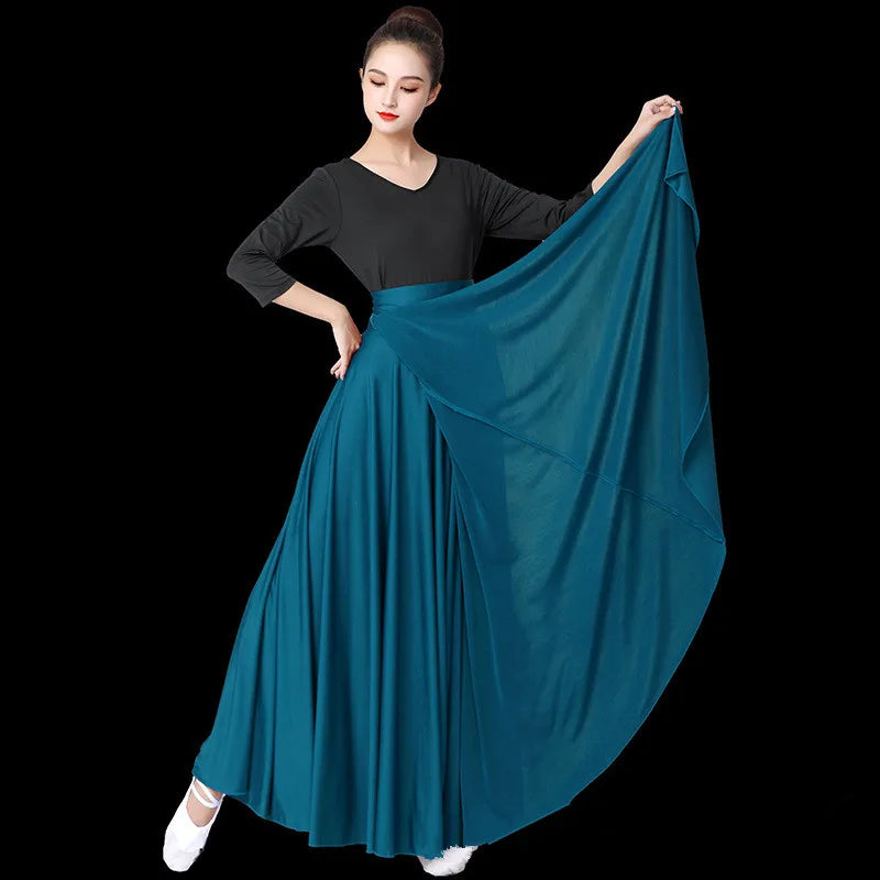 Women's Long Swing Dance Skirt for Flamenco and Belly Dance