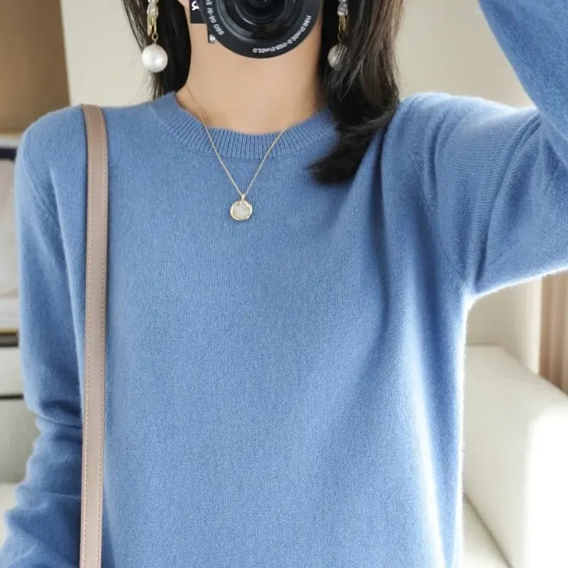Women's Crew Neck Long Sleeve Sweater Casual Knit Layer