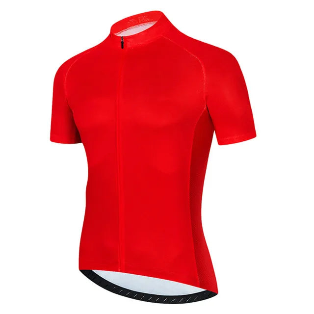 Solid Color Short Sleeve Full-Zip Cycling Jersey with Stand Collar