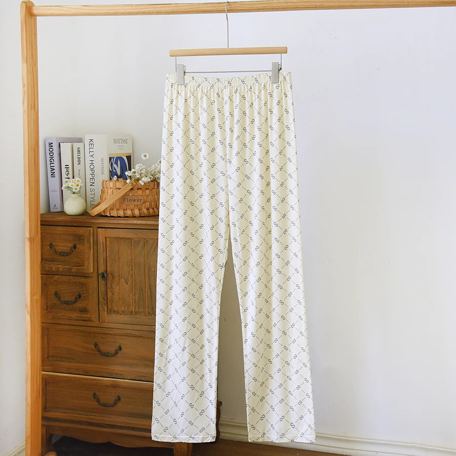 Men's Patterned Elastic Waist Straight Leg Pajama Lounge Pants