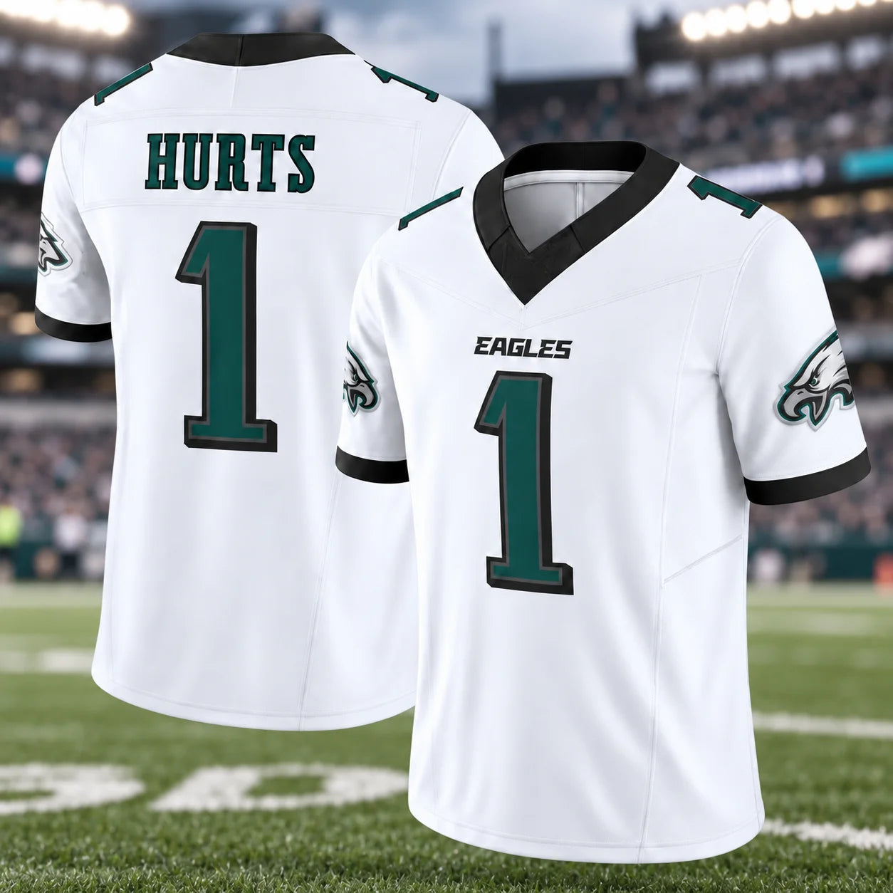 Eagle Graphic Number One Short Sleeve V Neck Sports Jersey