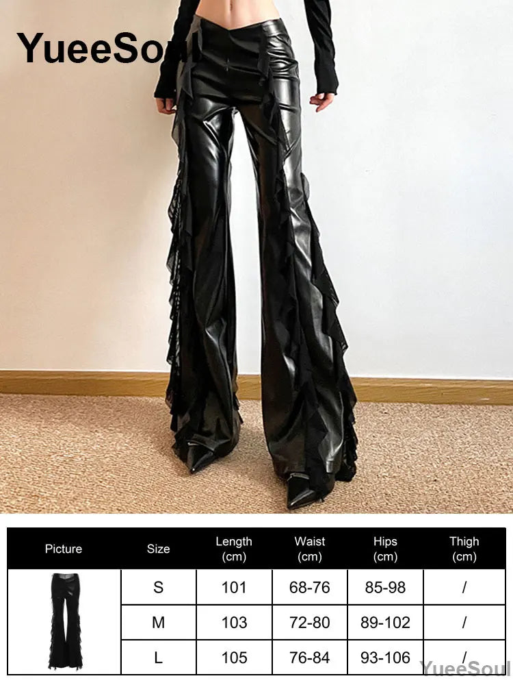 Women's Black Gothic Pants with Flared and Wide Leg Style Options