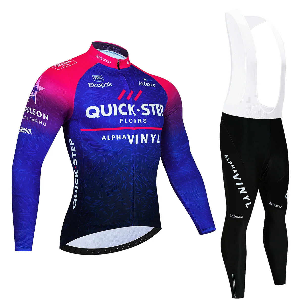 Men's Long Sleeve Fleece Cycling Jersey Set for Winter Bicycle Riding