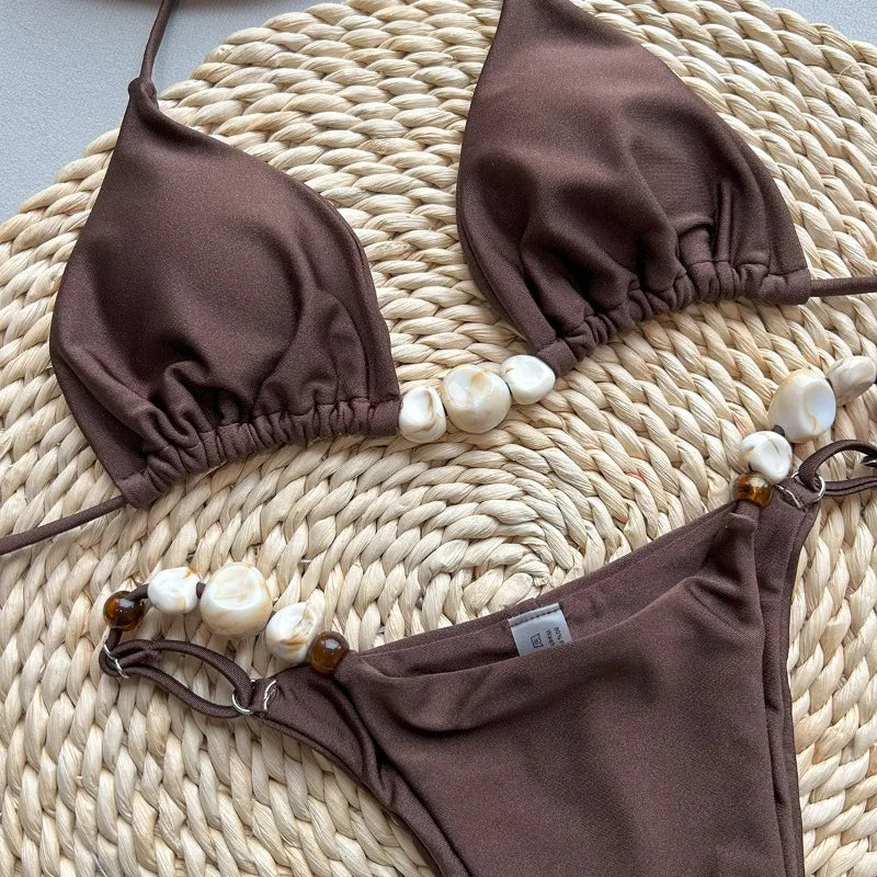 Beaded Halter String Bikini