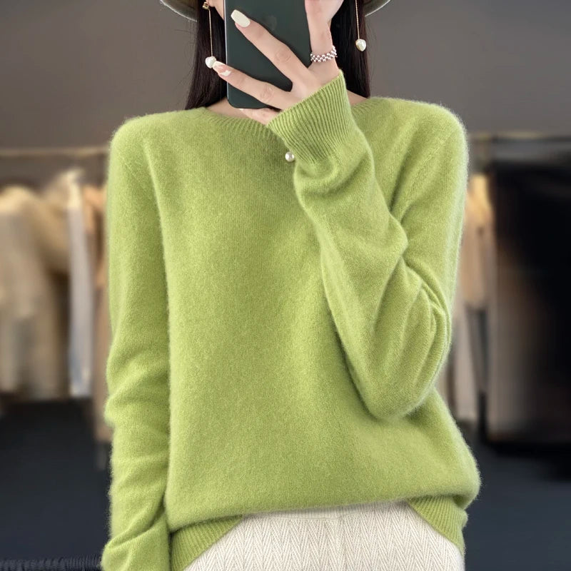 Women's Crew Neck Long Sleeve Sweater Casual Knit Layer