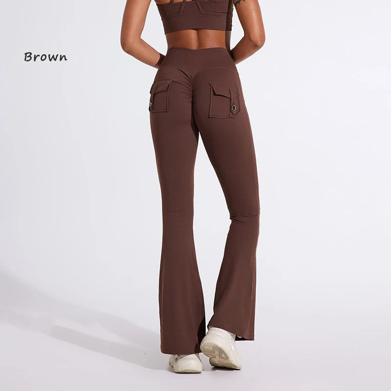 Women's Back Pocket Flared Leggings For Workout Outfits