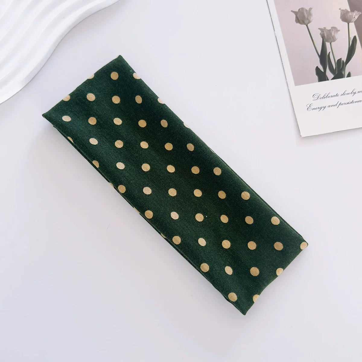 Polka Dot and Button Style Fabric Headband for Hair Styling