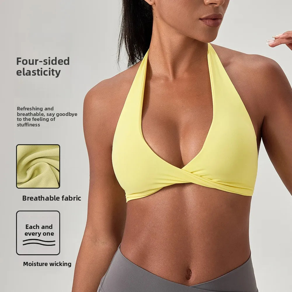 Women's V Neck Halter Sports Bra