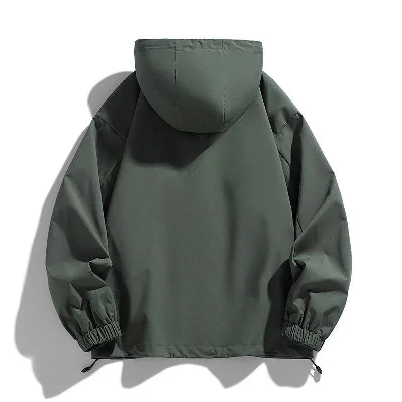 Hooded Long Sleeve Full Zip Outdoor Hiking Jacket with Pockets