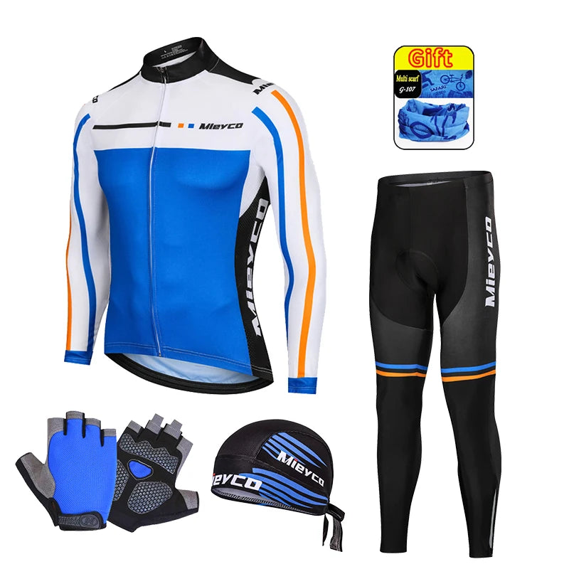 Men Autumn Long Sleeve Cycling Jersey Set MTB Mountain Bike Sportswear Slim Fit