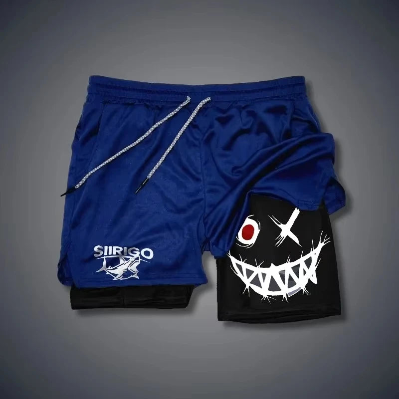 Men's Smiley Graphic Double Layer Shorts