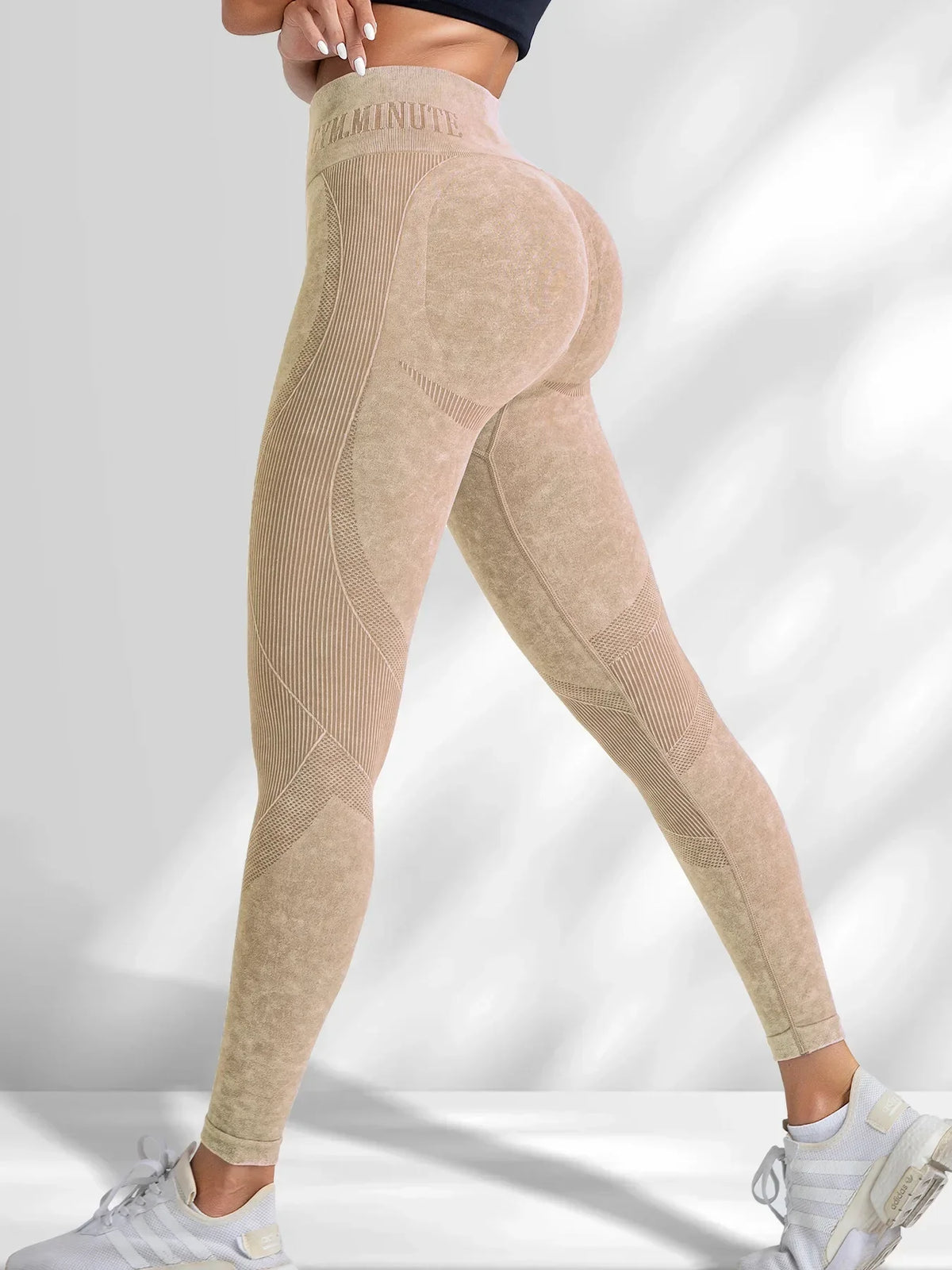 Women's High-Waist Washed-Look Stretch Knit Yoga Leggings